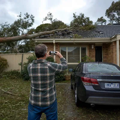 Photographing storm damage for an insurance claim in Albury-Wodonga